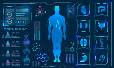 Medical Health Care Human Virtual Body Hi Tech Diagnostic Panel, Medicine Research