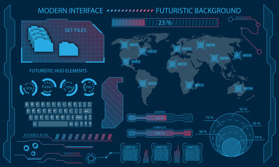 Futuristic Interface Hud Design, Infographic Elements,Tech and Science, Files System, Visualization Dashboard