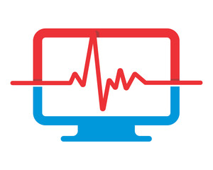 monitor screen heart line computer laptop technology gadget network image vector icon logo symbol
