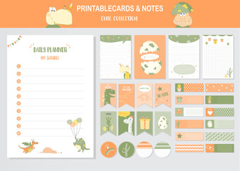 Set of animals and cute vector cards,printable,  tags,cards,templates,Notes, Stickers, Labels,Scrap booking,Monster,Dinosaurs, Congratulations, Invitations,Vector illustrations