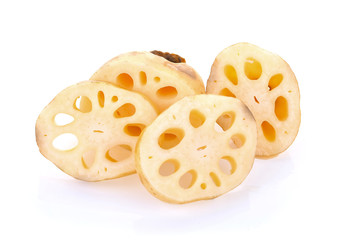 Lotus root on white background