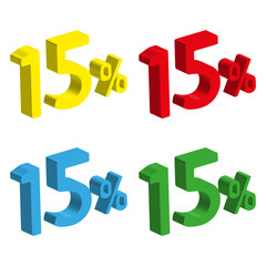 3D 15 percent number set for promotion sale