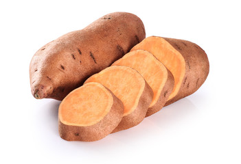 Slices sweet potato isolated on a white background.