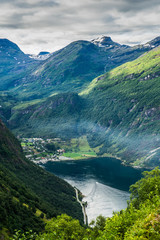 Naklejka na ściany i meble Norway, Geiranger landscape
