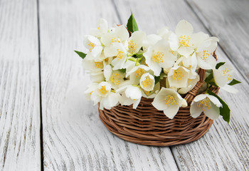 Basket with jasmine flowers