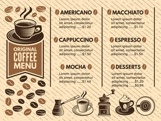 Invitation in cafe. Menu of coffee house. Pictures in vector style