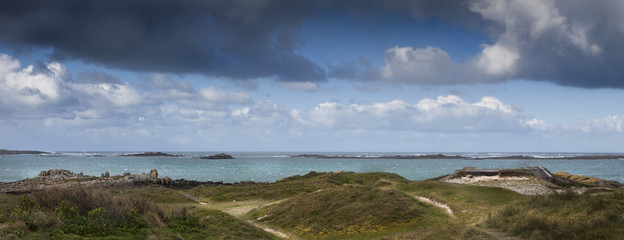 Sand covered German bunker  part of the Atlantic Wall, Brittany, France