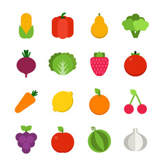 Vector flat illustrations of vegetables and fruits