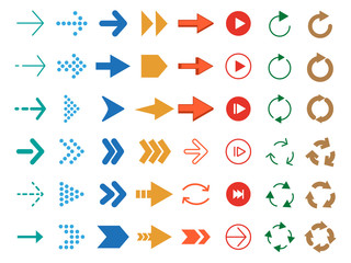 Modern colored arrows. Vector icon set