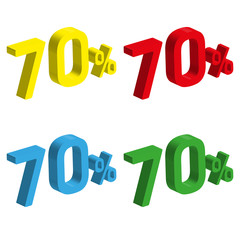 3D 70 percent number set for promotion sale