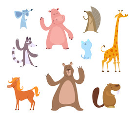 Vector cartoon illustrations of funny animals