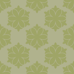 Olive green and gray floral seamless pattern