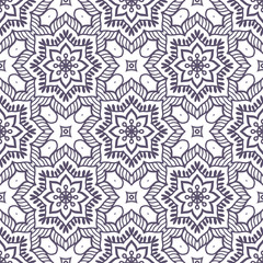 Ethnic floral seamless pattern with mandalas