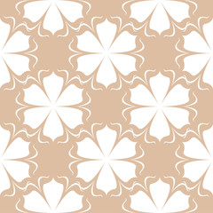 Fototapeta na wymiar White floral seamless design on beige background