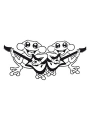 2 freudne team paar musik spielen gitarre elektro rock hard metal roll band glücklich spaß fröhlich winken frosch klein süß niedlich quak comic cartoon clipart