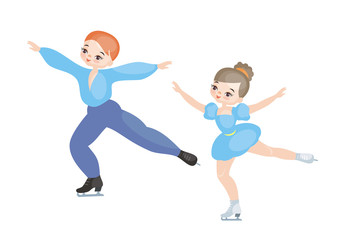 A dancing couple. Pairs figure skating. Winter Olympic sport. Vector illustration isolated on white background.