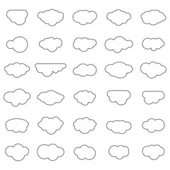 Cloud vector icon set white color on blue background. Sky flat illustration collection for web. Vector illustration