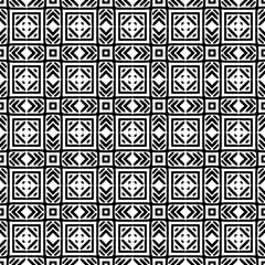 Fototapeta premium Black and White Seamless Ethnic Pattern. Vintage, Grunge, Abstract Tribal Background for Textile Design, Wallpaper, Surface Textures, Wrapping Paper