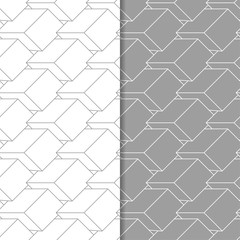 Gray and white geometric set of seamless patterns