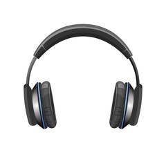 Fototapeta na wymiar Modern powerful loud headphones in shiny metallic corpus