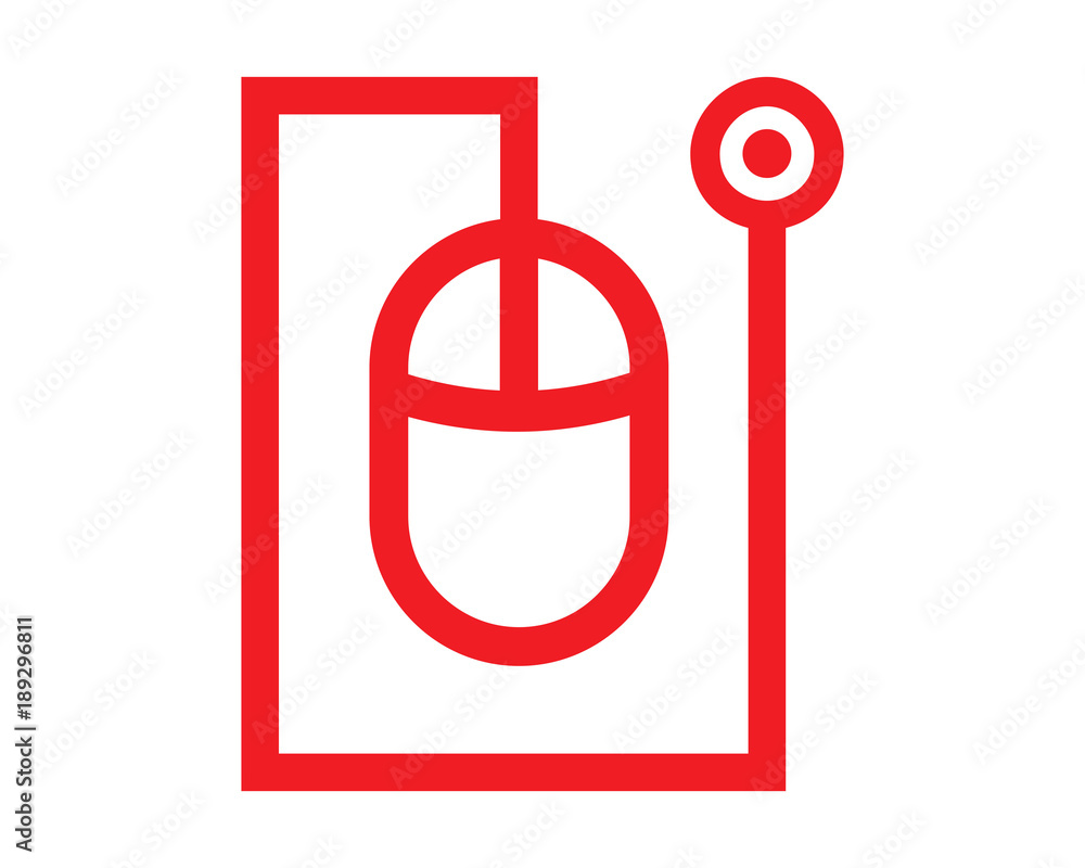 Poster mouse computer red cursor device hardware laptop computer image icon vector