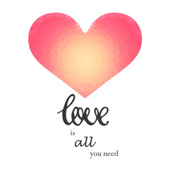  Heart in Poligonal Style and Lettering