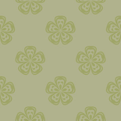 Olive green floral seamless pattern