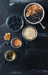 Oatmeal with blueberries, bananas and chia seed 
