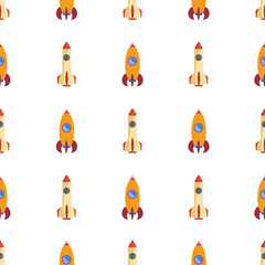 Seamless pattern with space rocket. Vector illustration.
