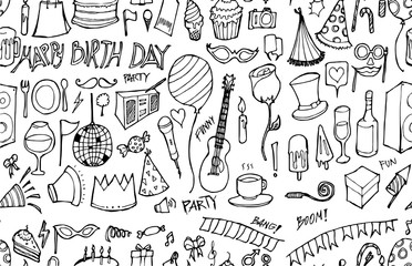 Vector Background Seamless pattern with hand drawn Party doodle eps10