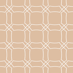 Fototapeta premium Beige and white geometric ornament. Seamless pattern