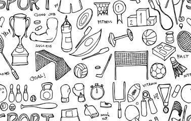 Vector Background Seamless pattern with hand drawn Sport doodle eps10