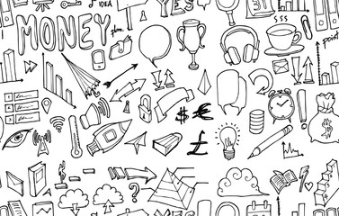 Vector Background Seamless pattern with hand drawn Business doodle eps10