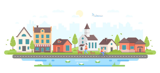 Calm city life - modern flat design style vector illustration