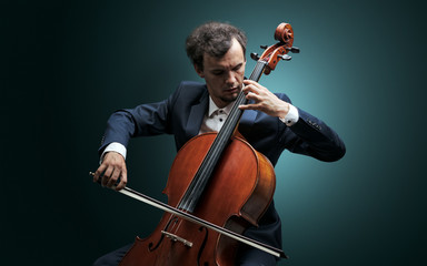 Cellist playing on instrument with empathy