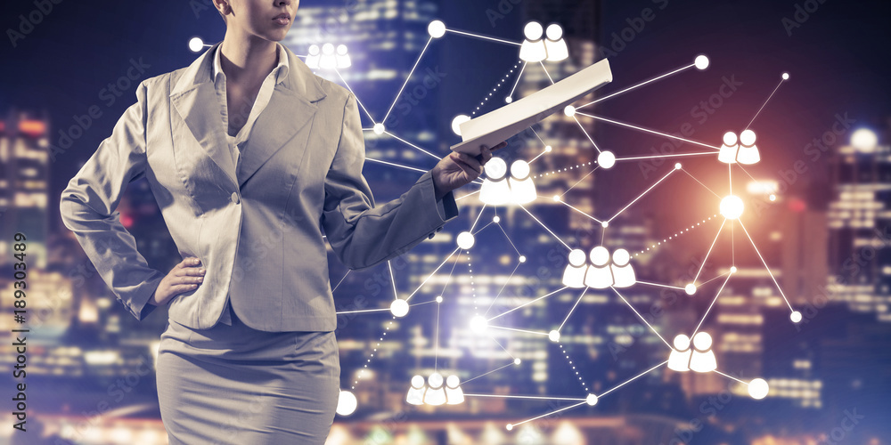 Aufkleber concept of modern business networking that connect and cooperate