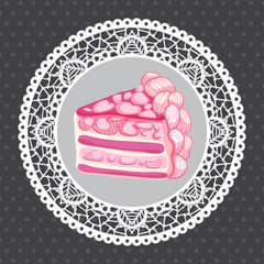 Strawberry cake on doily