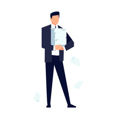 Businessman in a flat style isolated on white background.