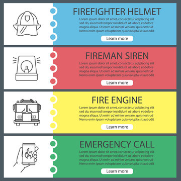 Firefighting web banner templates set