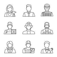 Fototapeta premium Professions linear icons set