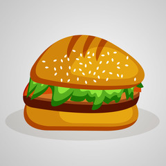 Illustration of fast food sandwich burger