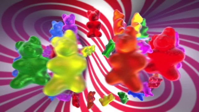 Seamless animation of dancing gummy bears 