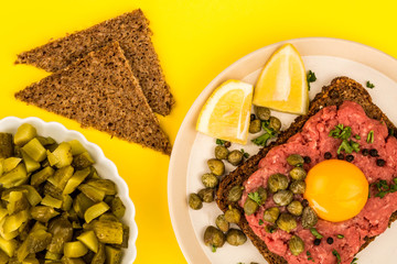 Steak Tartare With Capers and A Raw Egg