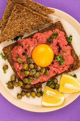 Steak Tartare With Capers and A Raw Egg