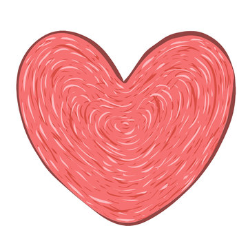 Vector red heart on white background.
