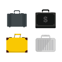 Business case icon set, flat style