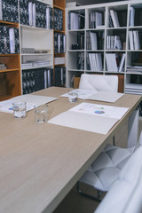 Desktop with graph and diagrams ready to meeting in headquarters 