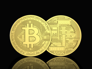 The bitcoin on a black background. 3D illustration