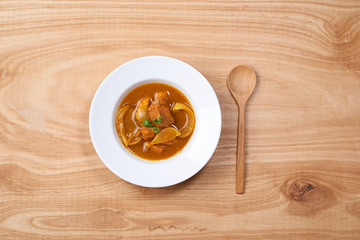 curry chicken with sauce and rice