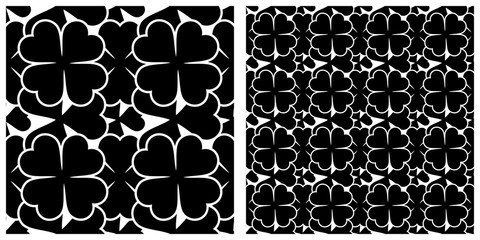Fototapeta premium Seamless pattern in single layer of clover leaves.